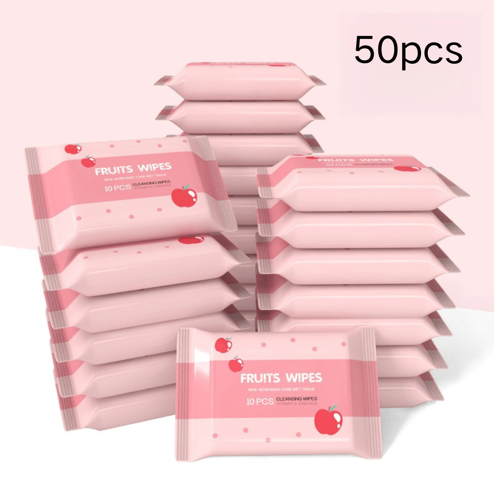 Portable Wet Wipes Pack of 50-100 with 10 Non-Woven Wipes for Outdoor Travel