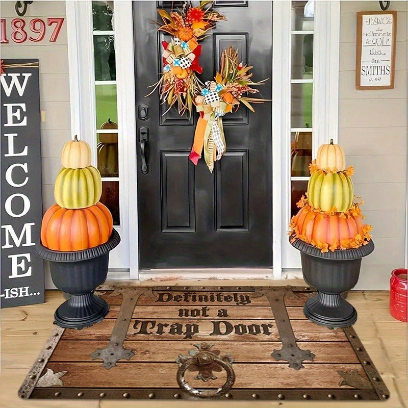 1 шт. Забавный коврик для двери из полиэстера с надписью «Абсолютно не люк» с нескользящей основой, легко моющийся коврик для спальни, гостиной и гостиничного декора — мягкая губчатая подкладка толщиной 1 см