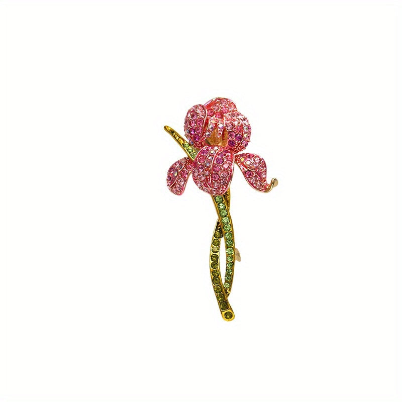 Floral Rhinestone Brooch Pin Crystal Flower Jewelry for Women and Men