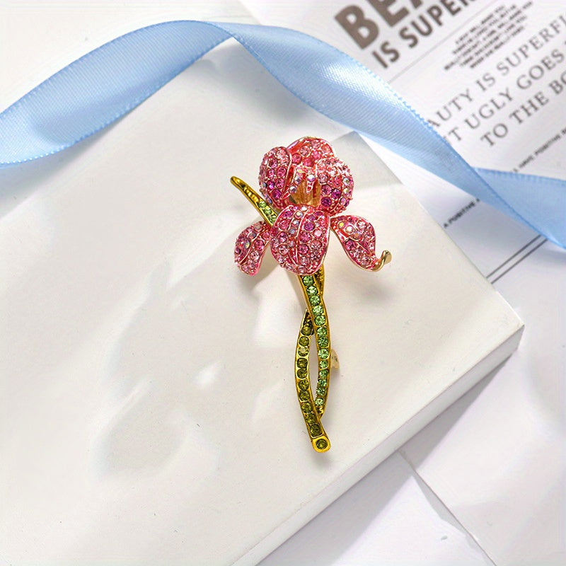 Floral Rhinestone Brooch Pin Crystal Flower Jewelry for Women and Men