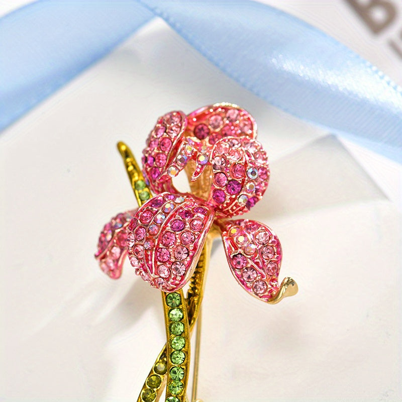 Floral Rhinestone Brooch Pin Crystal Flower Jewelry for Women and Men