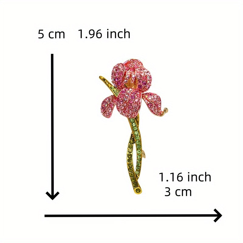 Floral Rhinestone Brooch Pin Crystal Flower Jewelry for Women and Men