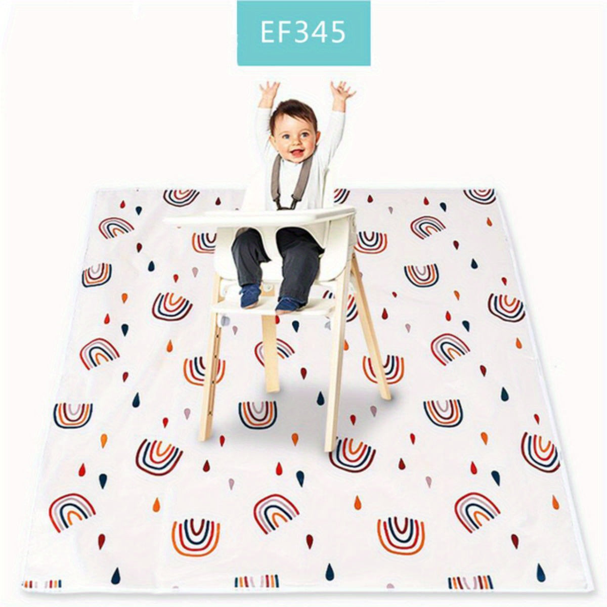 Kids Waterproof Feeding Mat Non-Slip Splash Guard with Vibrant Design