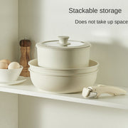 Yopishqoq emas oshxona to'plami, ajratiladigan tutqichlar bilan - 15 dona, induksiya oshxona to'plamlari yopishqoq, pechda xavfsiz qozon to'plami