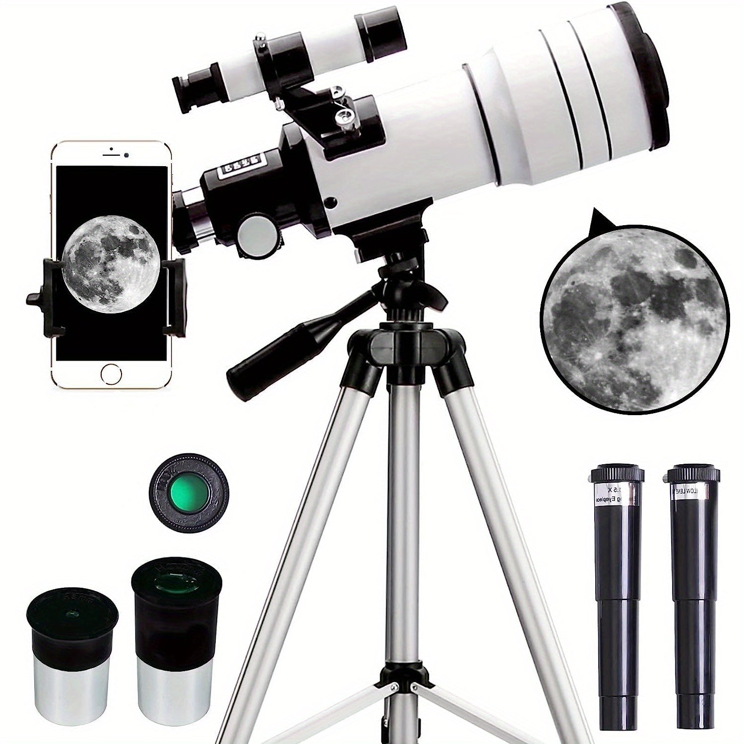 Professional Astronomy Telescope 75X Magnification 70mm Objective for Stargazing Moon Watching