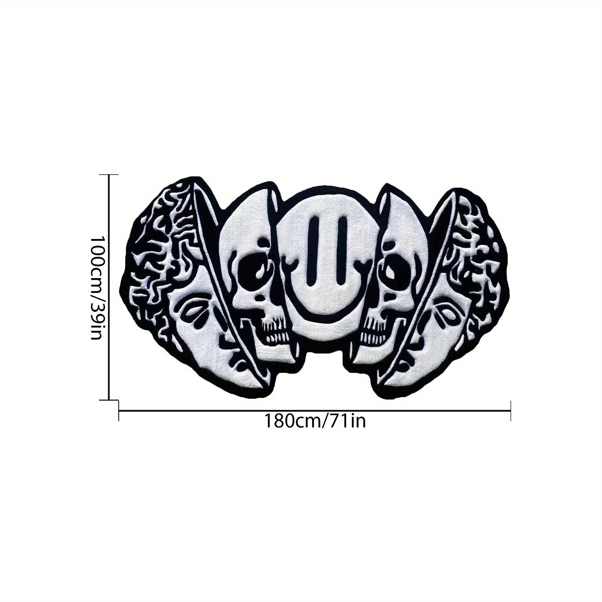 Soft Cashmere-Feel Plush Skull Pattern Area Rug Large Irregular Living Room Mat Bedroom Decor