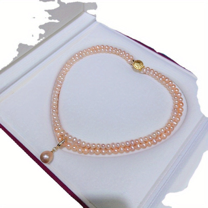 Pink Double-Layered Freshwater Pearl Necklace for Women
