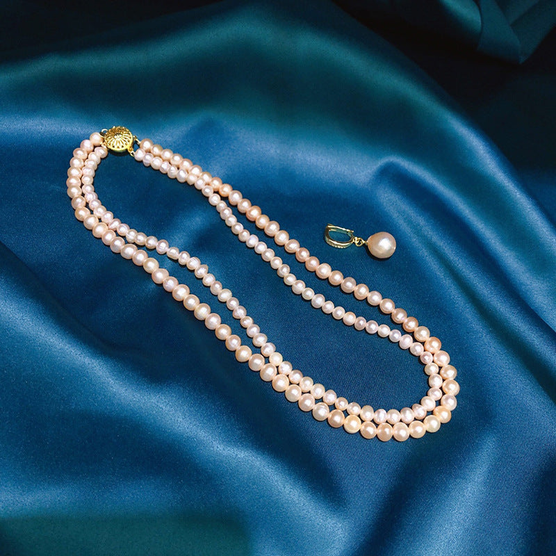 Pink Double-Layered Freshwater Pearl Necklace for Women
