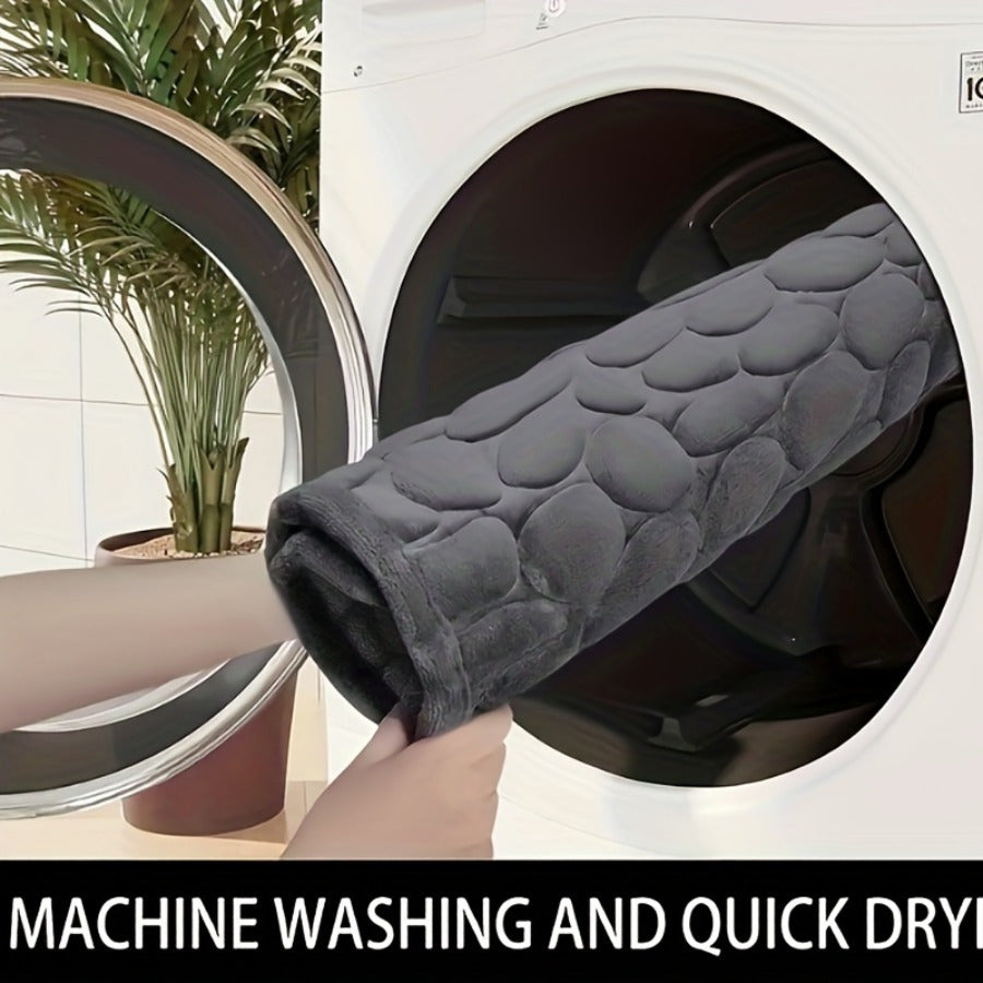 Alfombra de baño antideslizante de espuma viscoelástica con patrón de adoquines para baño y dormitorio