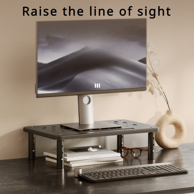 Carbon Steel Monitor Stand with Adjustable Height and Storage Shelf for Office Desk