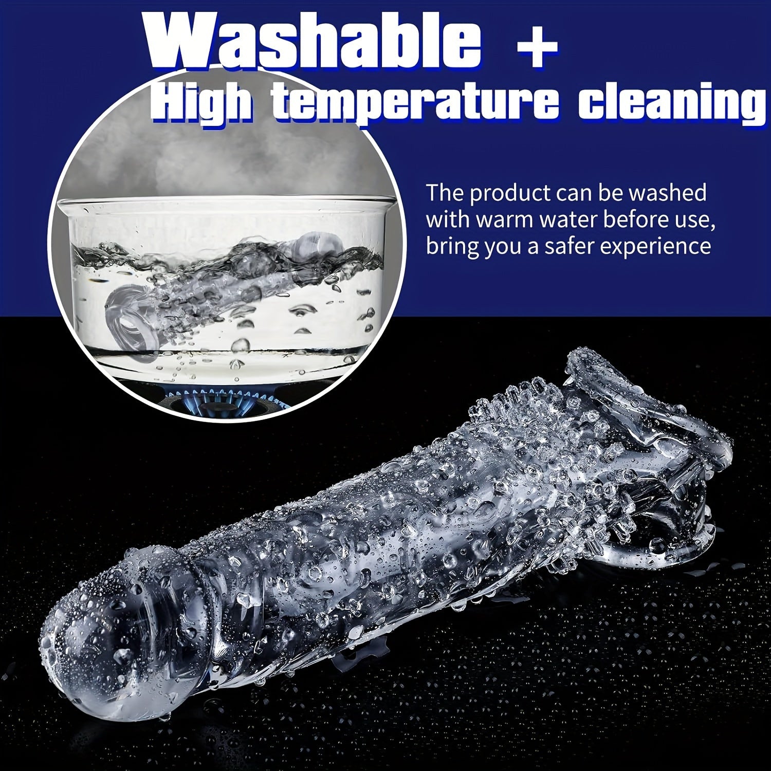 Anillo de pene de TPE texturizado reutilizable para parejas, grueso, duradero