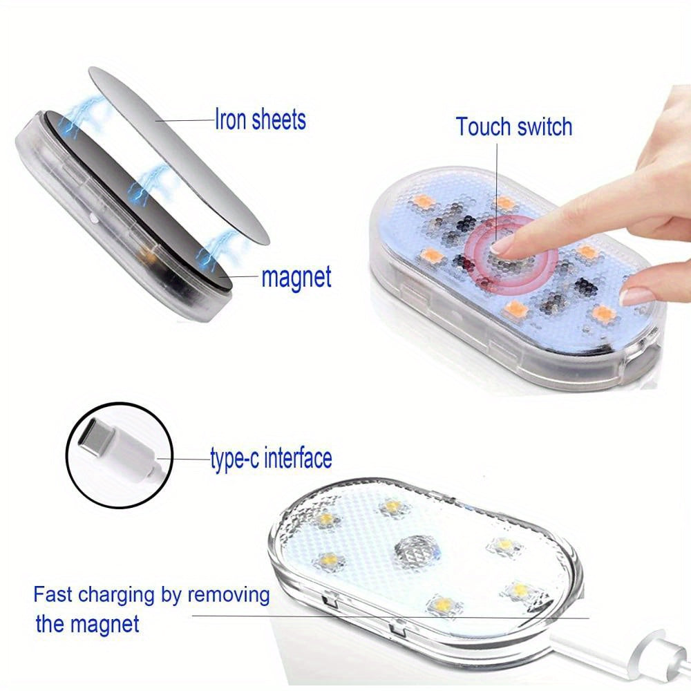 2 Pack USB-Ceiling LED Neon Accent Lights Touch Activated for Car Interior