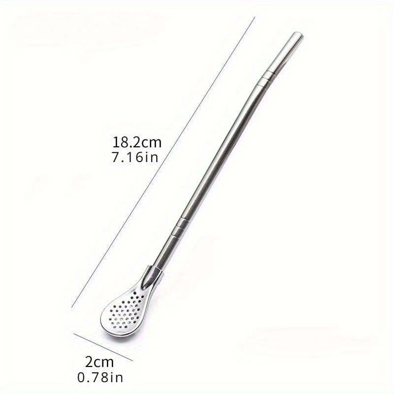Stainless Steel Milk Tea Straw Spoon Reusable Extended Stirring and Filtering
