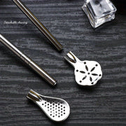 Stainless Steel Milk Tea Straw Spoon Reusable Extended Stirring and Filtering