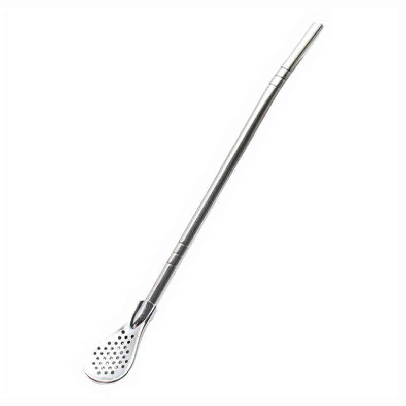 Stainless Steel Milk Tea Straw Spoon Reusable Extended Stirring and Filtering