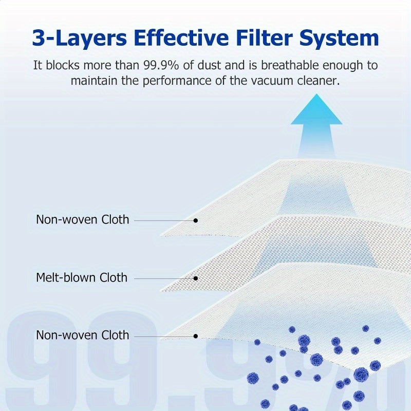 Replacement Dust Bags for Self-Emptying Robot Vacuum 10 Pack