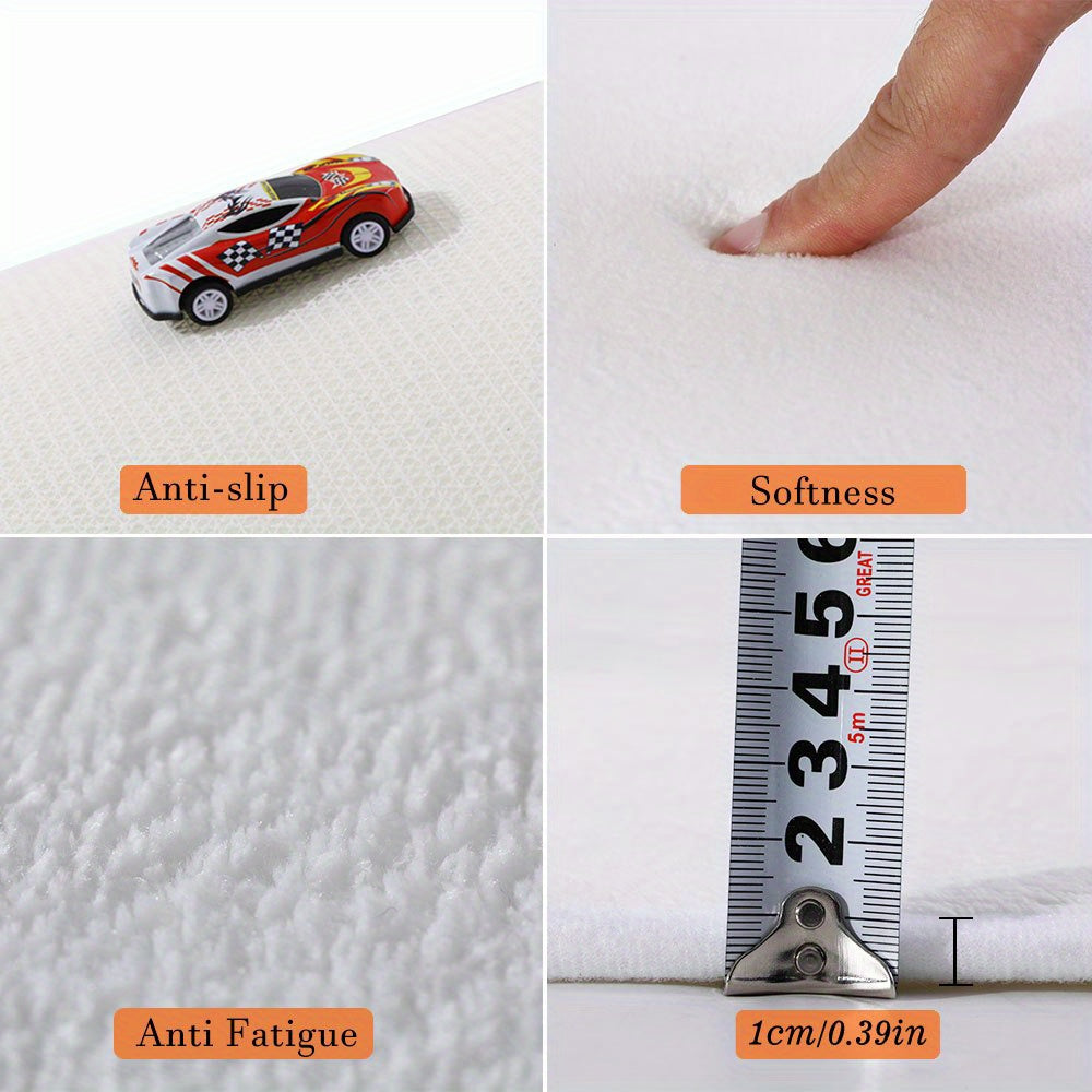 Christmas Floor Mat with Flannel Covers, 1cm Sponge Thickness, Non-Slip PVC Bottom