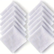 White Cotton Handkerchiefs Pack of 6 or 12 40cm Square Woven Hankies for Men and Women