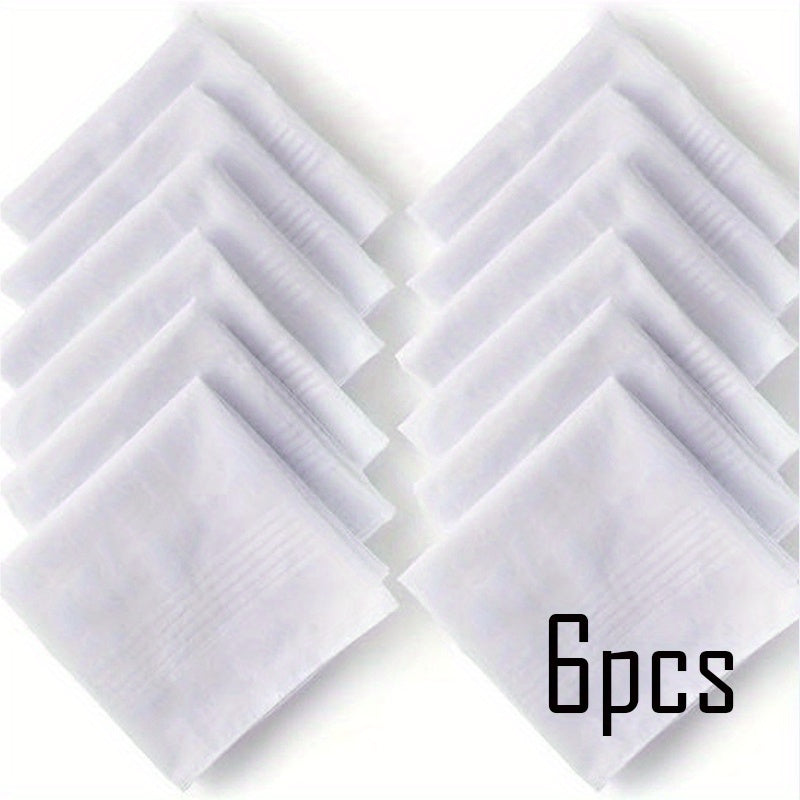White Cotton Handkerchiefs Pack of 6 or 12 40cm Square Woven Hankies for Men and Women