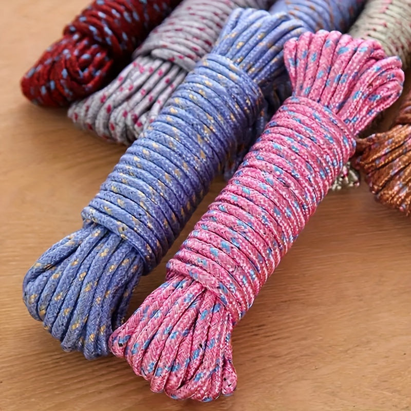 Paquete múltiple de cuerdas para ropa de nylon de 5 m y 10 m para uso en interiores y exteriores, línea de lavandería duradera