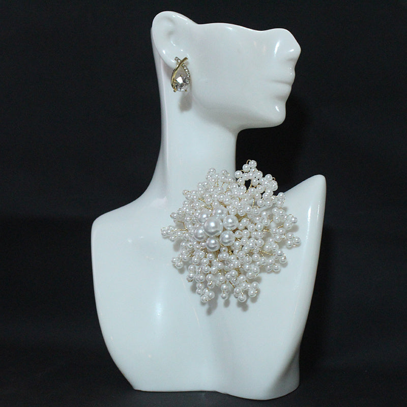 Handmade Faux Pearl Brooch for Women Opulent Unique Shape Plastic Pin