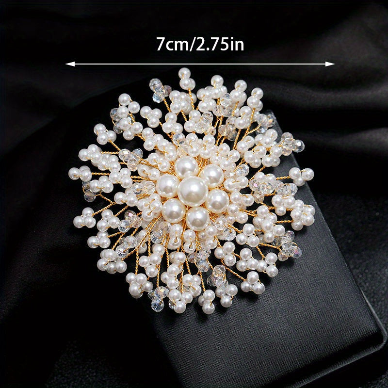 Handmade Faux Pearl Brooch for Women Opulent Unique Shape Plastic Pin