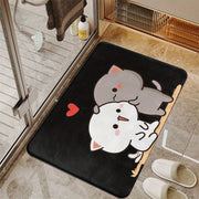 Cartoon Cats Flannel Doormat Non-Slip Rug for Living Room Bedroom Kitchen