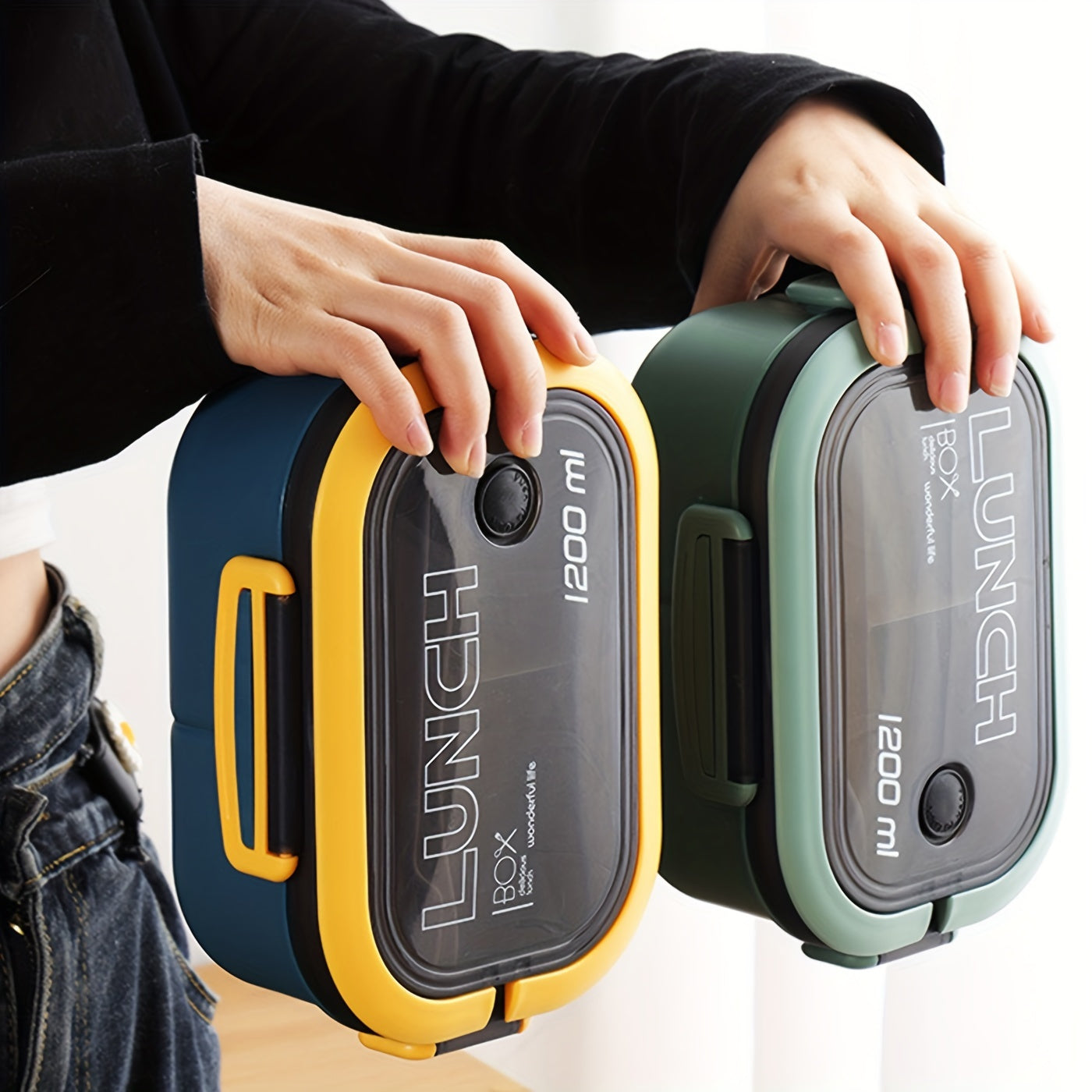 Microwave Safe Bento Box with Spoon and Fork, Leak-Proof, High Capacity