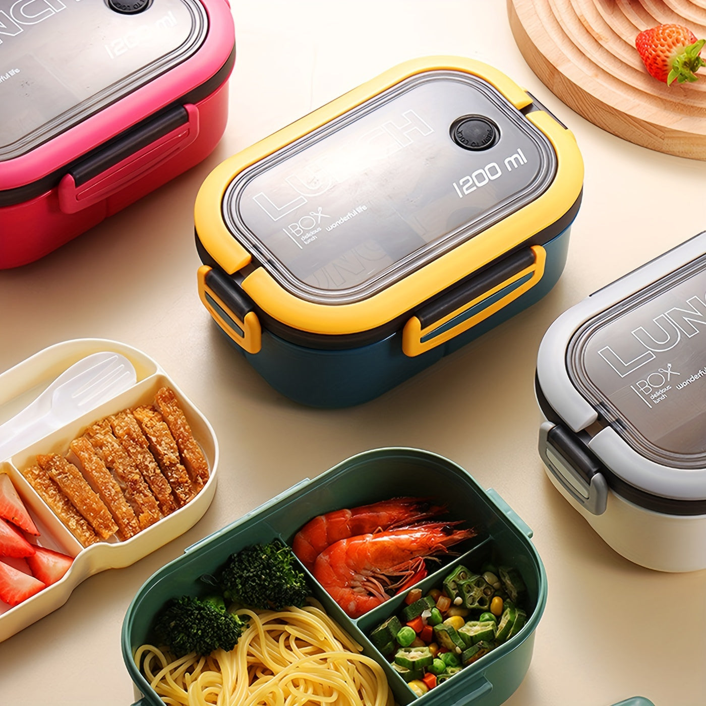 Microwave Safe Bento Box with Spoon and Fork, Leak-Proof, High Capacity