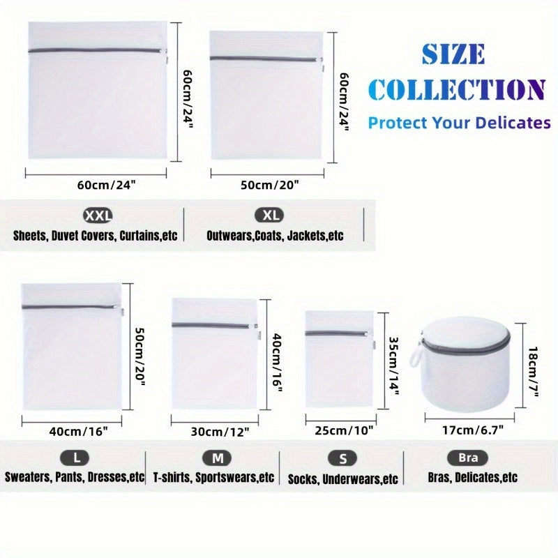 Fabric Mesh Laundry Bags Set with Zipper Closure for Delicates and Travel