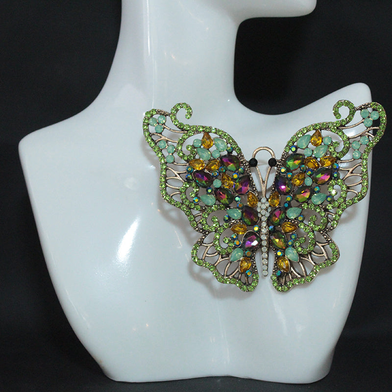 Butterfly Brooch Pin with Rhinestones Irregular Alloy Crystal Insect Lapel Pin