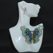 Butterfly Brooch Pin with Rhinestones Irregular Alloy Crystal Insect Lapel Pin