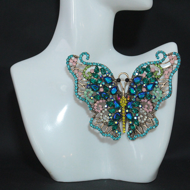 Butterfly Brooch Pin with Rhinestones Irregular Alloy Crystal Insect Lapel Pin