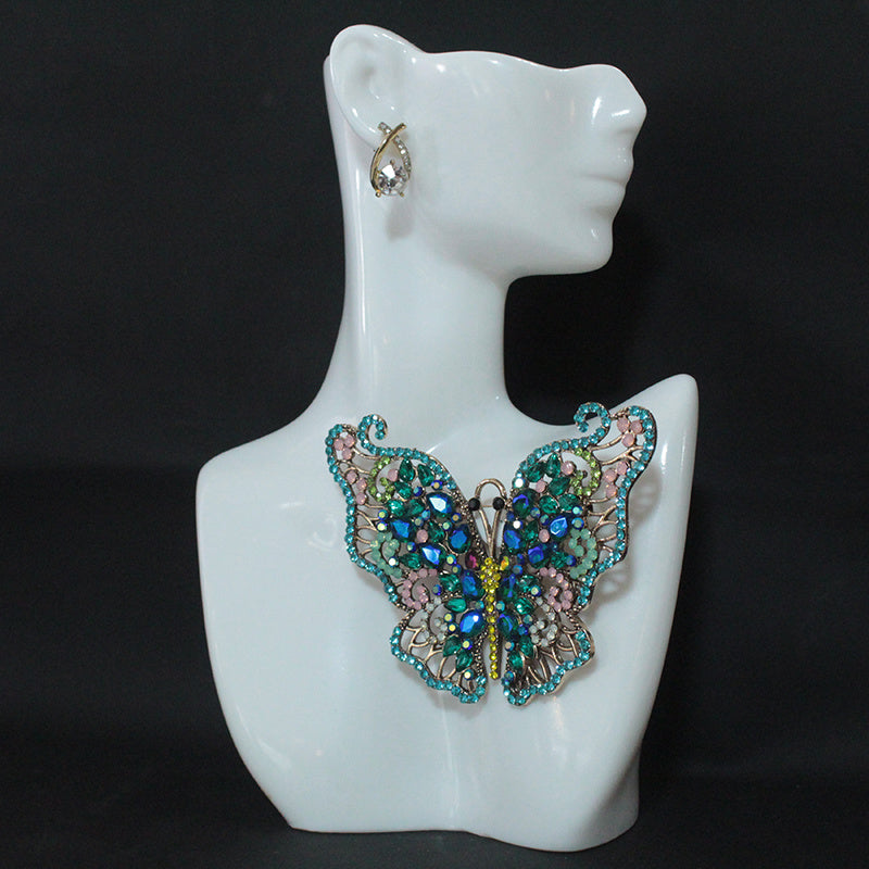 Butterfly Brooch Pin with Rhinestones Irregular Alloy Crystal Insect Lapel Pin