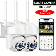 Cámara de seguridad WiFi impermeable con panorámica, inclinación, zoom 360°, vista panorámica, detección humana con IA, visión nocturna, audio bidireccional