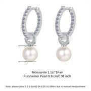 Chiroyli Shirin Suv Marvaridli Moshinalar - 1.1ct Juft, 925 Sterling Kumushdan Yasalgan, To'ylar va Sovg'alar Uchun Ideal