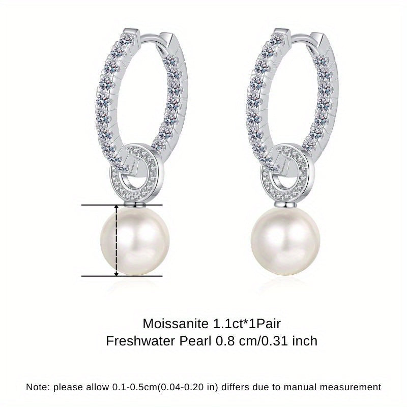 Chiroyli Shirin Suv Marvaridli Moshinalar - 1.1ct Juft, 925 Sterling Kumushdan Yasalgan, To'ylar va Sovg'alar Uchun Ideal