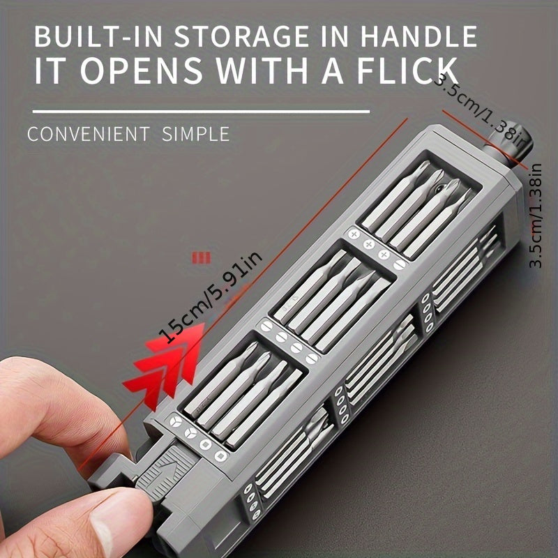Juego de destornilladores de precisión 44-en-1 con puntas Torx magnéticas, cabezas de acero al carbono, mango desmontable