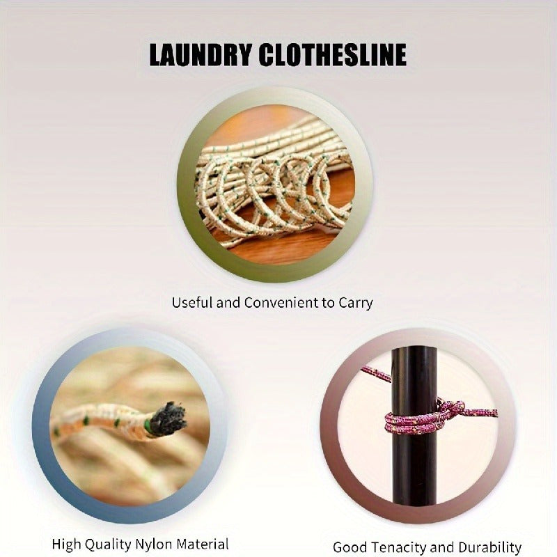 Paquete múltiple de cuerdas para ropa de nylon de 5 m y 10 m para uso en interiores y exteriores, línea de lavandería duradera