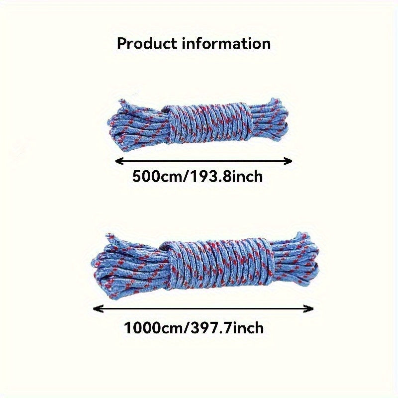 Paquete múltiple de cuerdas para ropa de nylon de 5 m y 10 m para uso en interiores y exteriores, línea de lavandería duradera