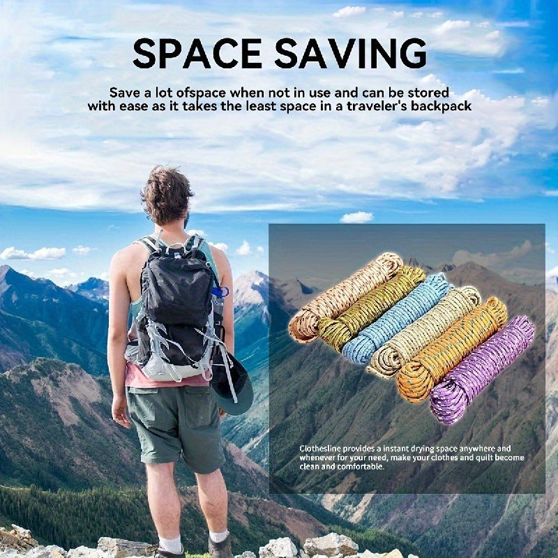 Paquete múltiple de cuerdas para ropa de nylon de 5 m y 10 m para uso en interiores y exteriores, línea de lavandería duradera
