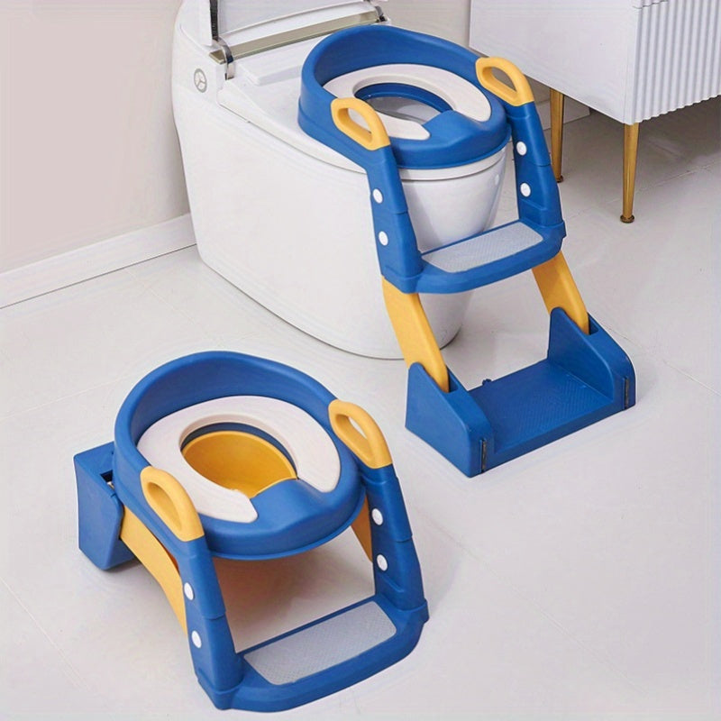 Foldable Toilet Training Seat for 3-6 Year Olds with Non-Slip Mat and Step Stool