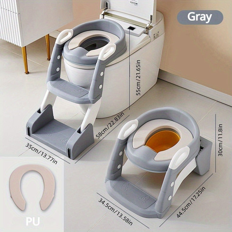 Foldable Toilet Training Seat for 3-6 Year Olds with Non-Slip Mat and Step Stool
