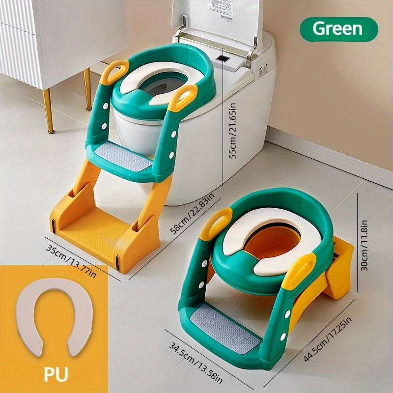 Foldable Toilet Training Seat for 3-6 Year Olds with Non-Slip Mat and Step Stool