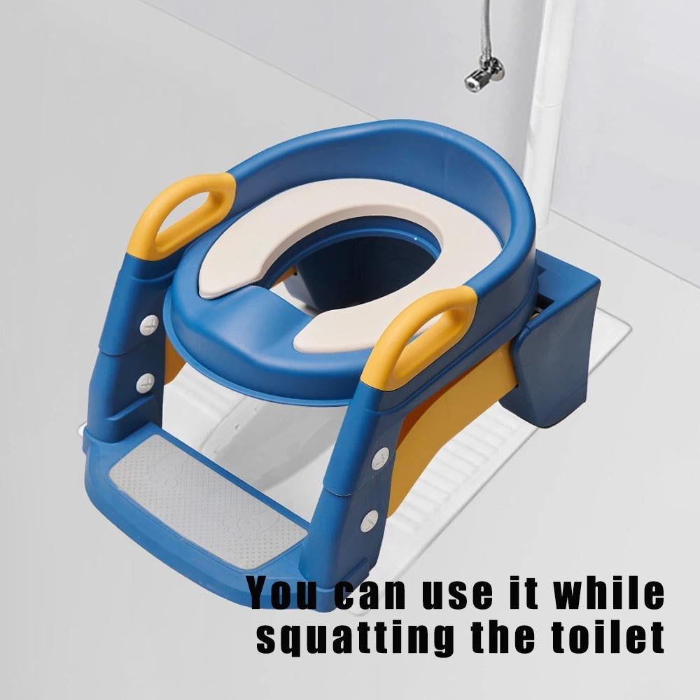 Foldable Toilet Training Seat for 3-6 Year Olds with Non-Slip Mat and Step Stool