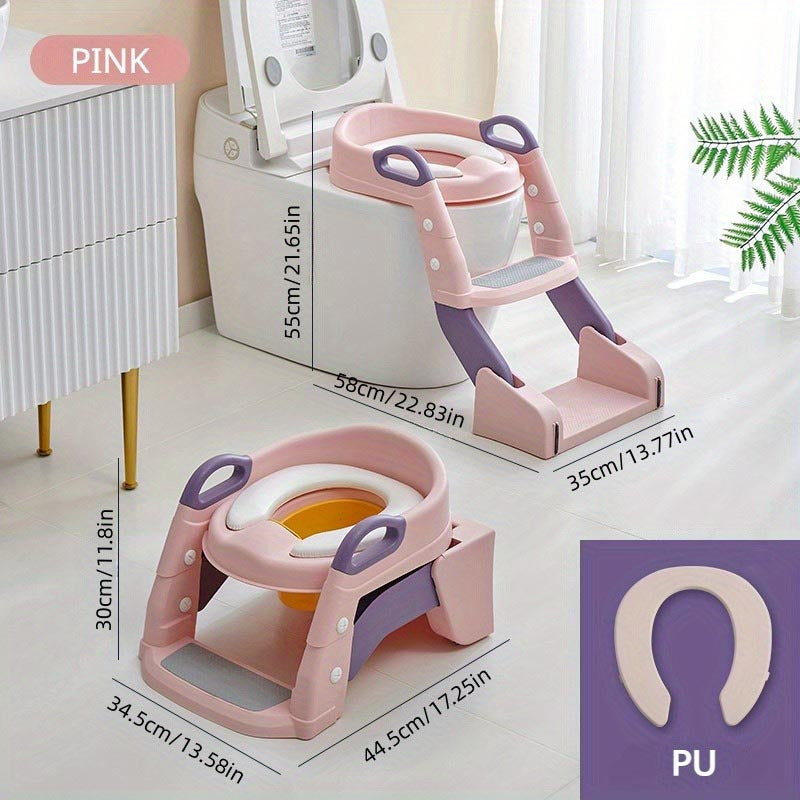 Foldable Toilet Training Seat for 3-6 Year Olds with Non-Slip Mat and Step Stool