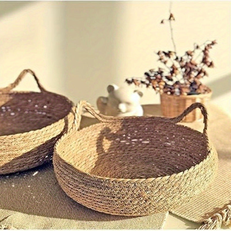 Woven Cat Basket with Bamboo Mat and Pillow 42.93cm Rattan Pet Bed