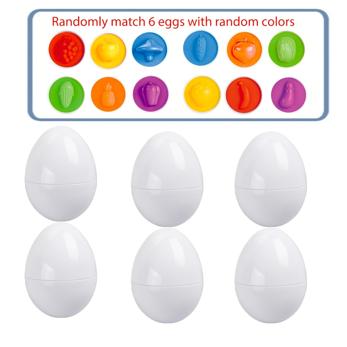 Educational Egg Matching Game for Kids Set of 6 with Numbers and Shapes Fine Motor Skills Sensory Development