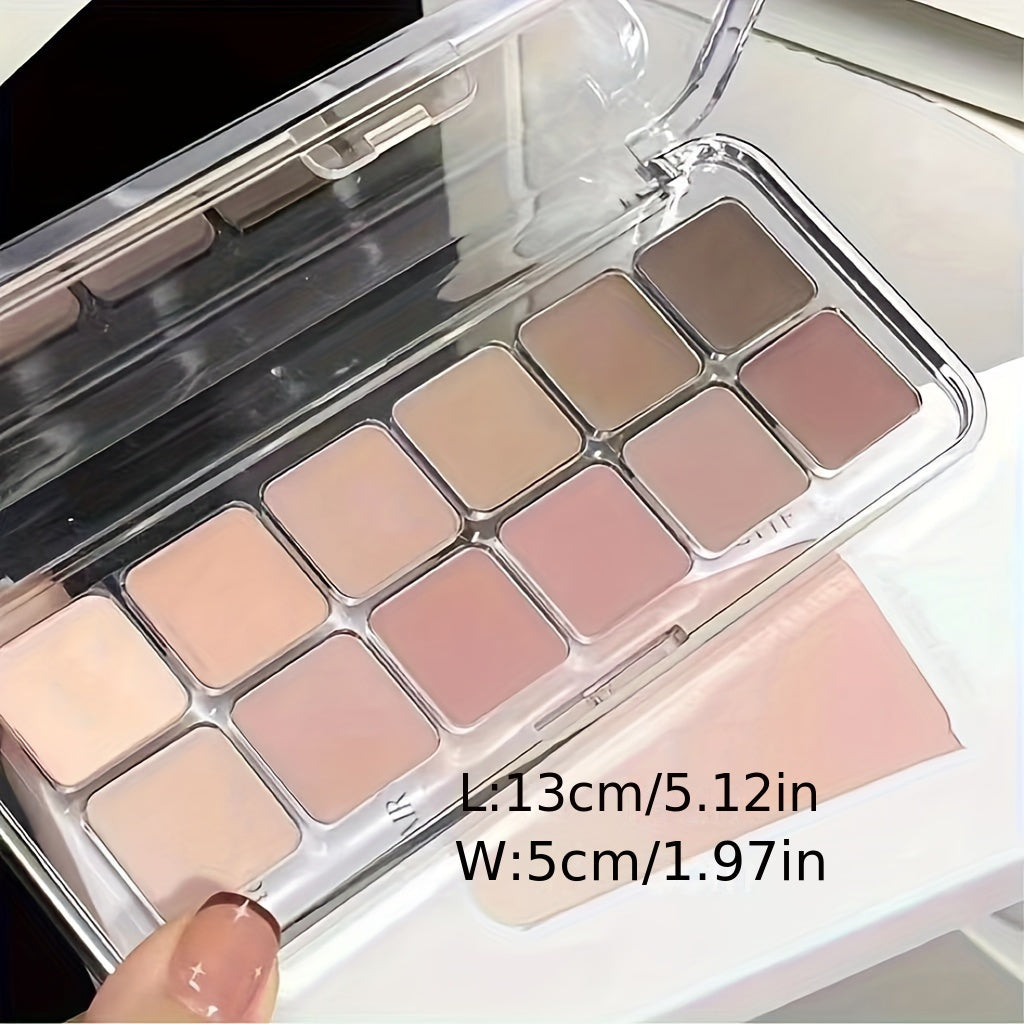 Paleta de sombras de ojos para mujer, 12 colores, tonos tierra mate, nude, versátil