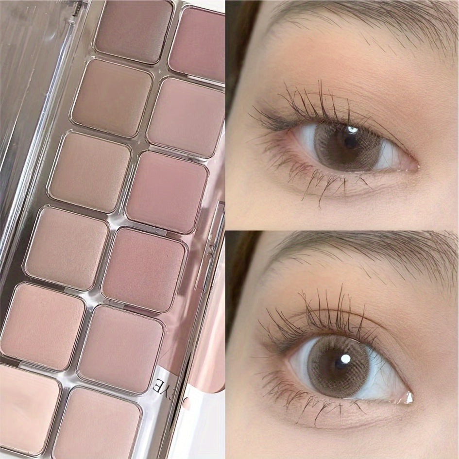 Paleta de sombras de ojos para mujer, 12 colores, tonos tierra mate, nude, versátil